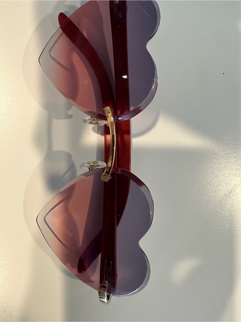 Cartier Heart-Shaped Rimless Sunglasses - Pink